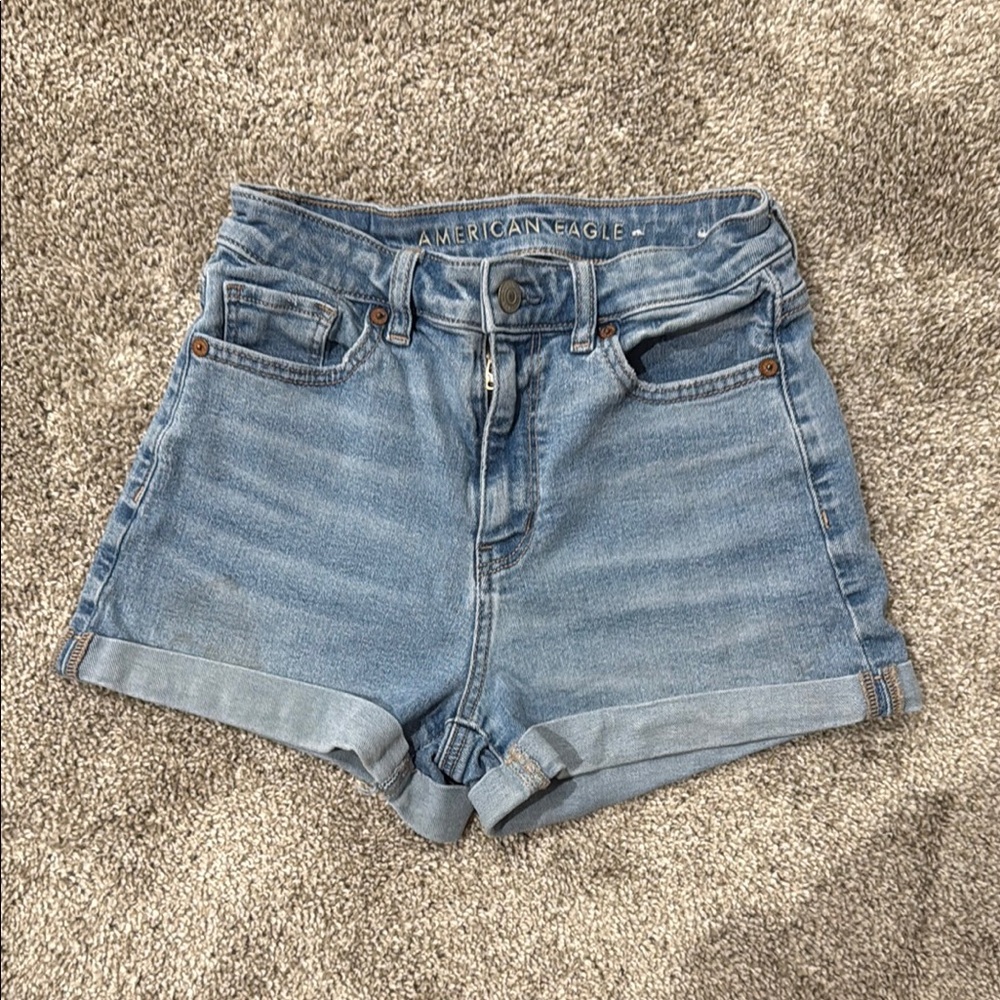American Eagle Outfitters Blue Jean Shorts Casual Distressed